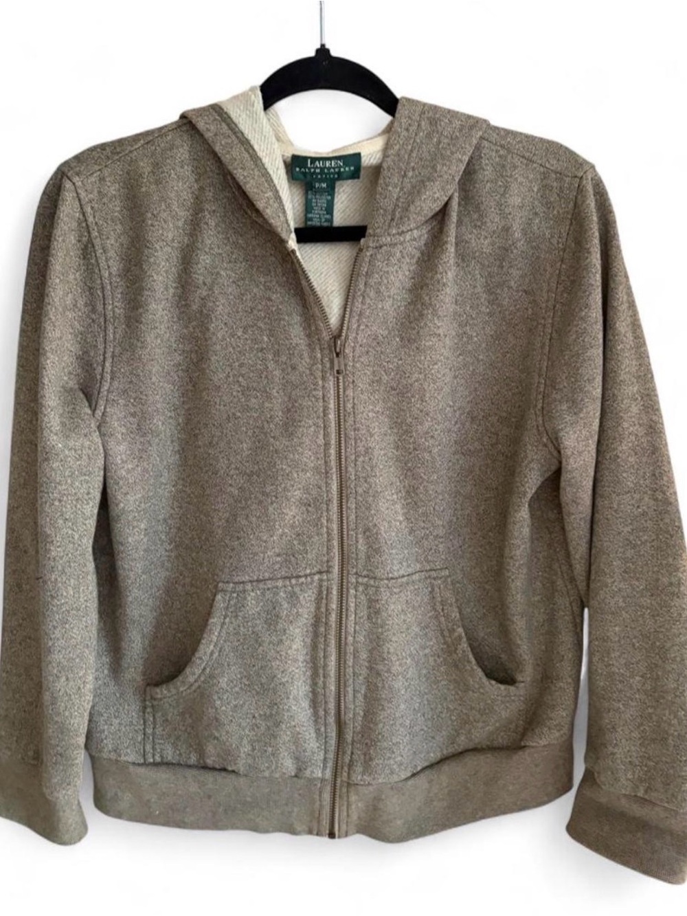 Ralph Lauren Taupe Zip-Up Hooded Bomber Jacket